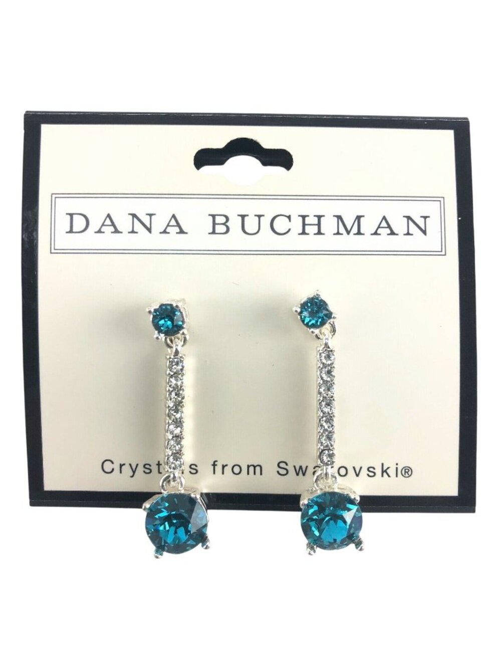 Dana Buchman Teal Swarovski Crystal Dangle Earrings